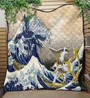 Arceus Vs Dialga The Great Wave Quilt Blanket