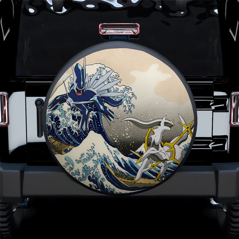 Arceus Vs Dialga Pokemon The Great Wave Jeep Car Spare Tire Covers Gift For Campers