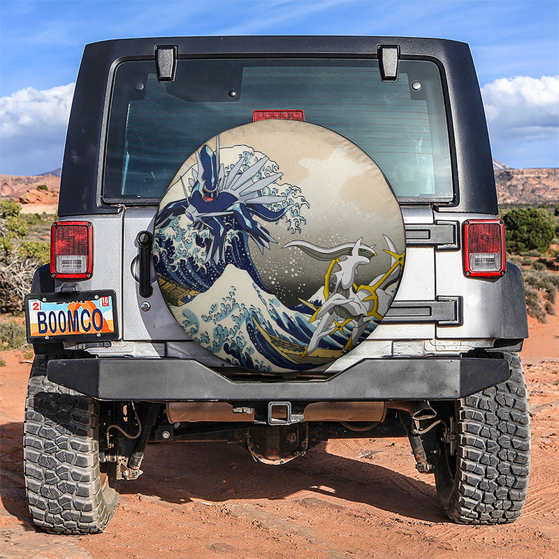 Arceus Vs Dialga Pokemon The Great Wave Jeep Car Spare Tire Covers Gift For Campers