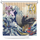 Arceus Vs Giratina Palkia Dialga The Great Wave Shower Curtain