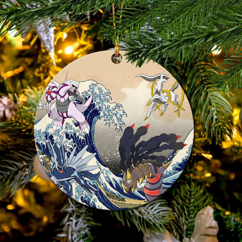 Arceus Vs Giratina Palkia Dialga Pokemon The Great Wave Mica Ornament Perfect Gift For Holiday