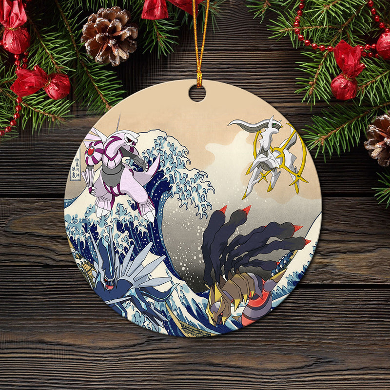 Arceus Vs Giratina Palkia Dialga Pokemon The Great Wave Mica Ornament Perfect Gift For Holiday