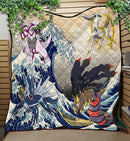 Arceus Vs Giratina Palkia Dialga The Great Wave Mockup Quilt Blanket