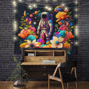 Astronaut Surrounded With Thousands Of Colorful Flower Tapestry Room Decor