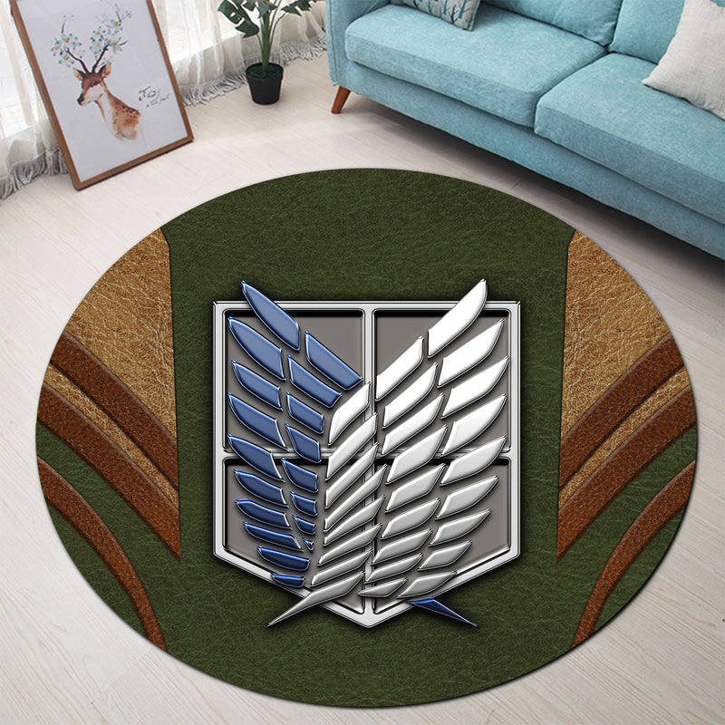 Attack On Titans Green Logo Round Carpet Rug Bedroom Livingroom Home Decor