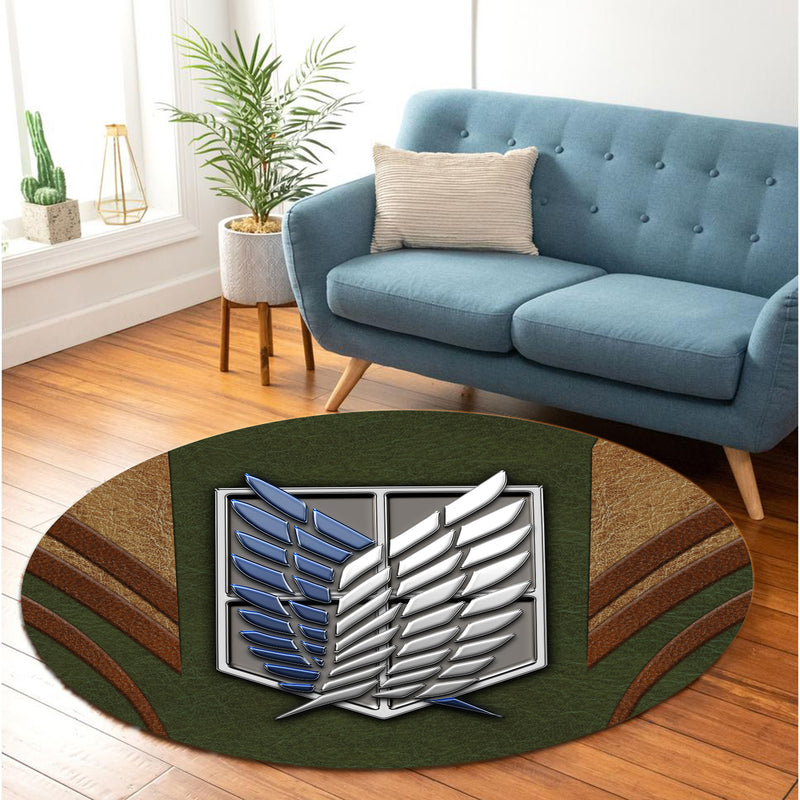 Attack On Titans Green Logo Round Carpet Rug Bedroom Livingroom Home Decor
