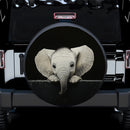 Baby Elephant Peeking Over A Black Wall Car Spare Tire Cover