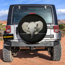 Baby Elephant Peeking Over A Black Wall Car Spare Tire Cover