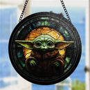 Baby Yoda 1 Round Stained Glass Window Hanging Panel Suncatcher