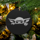 Baby Yoda Peeking Over ABlack Line Mica Circle Ornament