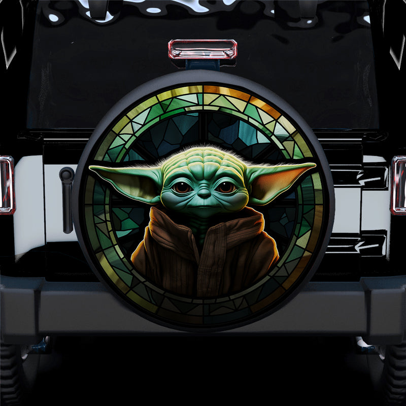 Yoda Stained Glass Jeep Car Spare Tire Covers Gift For Campers