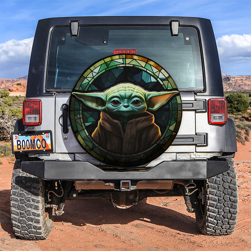 Yoda Stained Glass Jeep Car Spare Tire Covers Gift For Campers