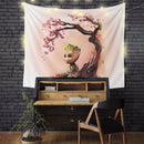 Baby Groot Cherry Blossom Tapestry Room Decor