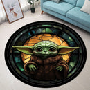 Baby Yoda Stained Glass Round Rug