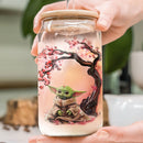 Baby Yoda Cherry Blossom Japan Style Glass Can