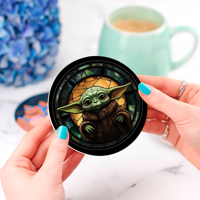 Baby Yoda 1 Stained Glass Drink Coasters