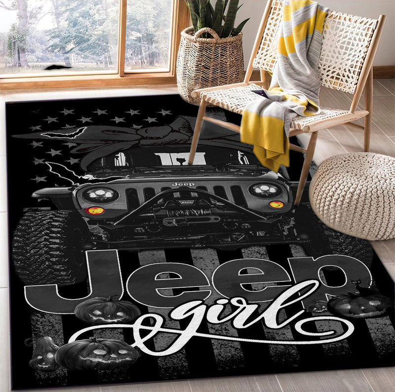 Black Jeep Girl Halloween Carpet Rug Home Room Decor