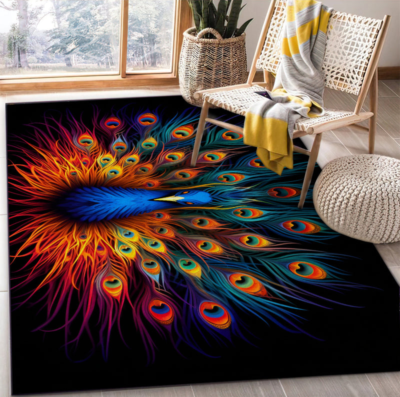 Peacock Art Carpet Rug Home Room Decor