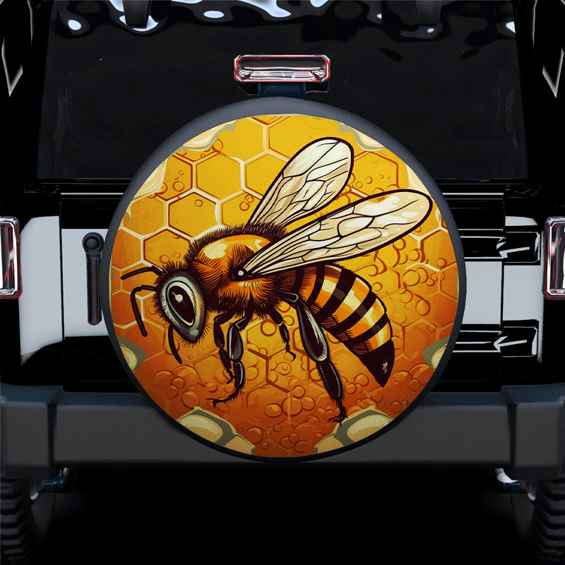 Honey Bee Cartoon Car Spare Tire Covers Gift For Campers
