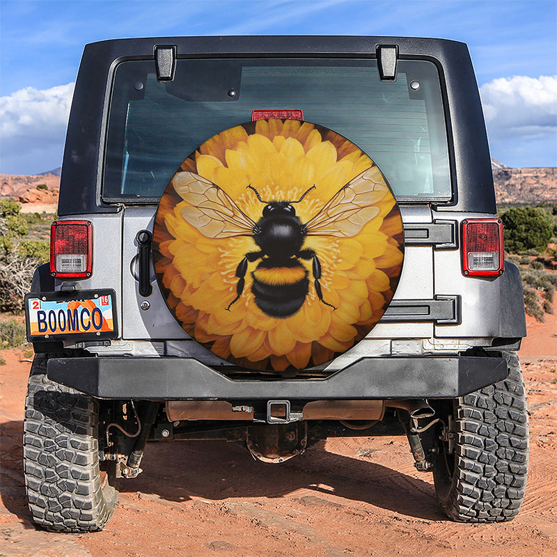 Honey Bee Sunflower Car Spare Tire Covers Gift For Campers