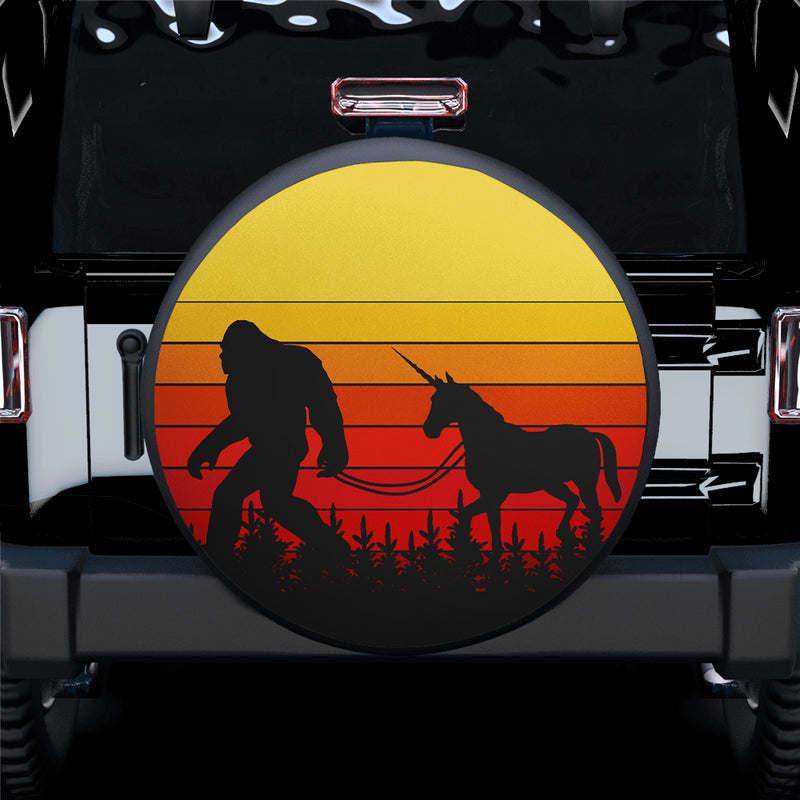 Bigfoot Sasquatch Unicorn Vintage Retro Car Spare Tire Covers Gift For Campers