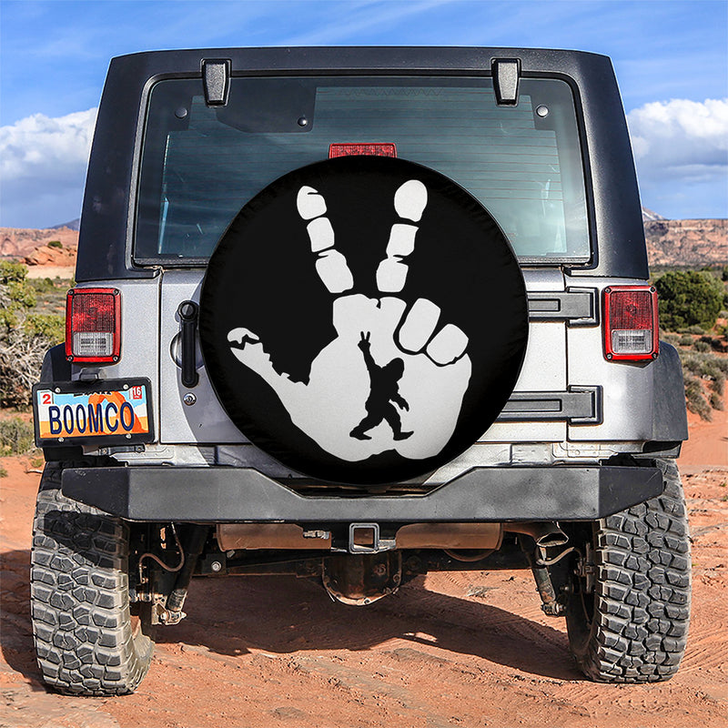 Bigfoot Sasquatch Peace Sign Jeep Car Spare Tire Covers Gift For Campers