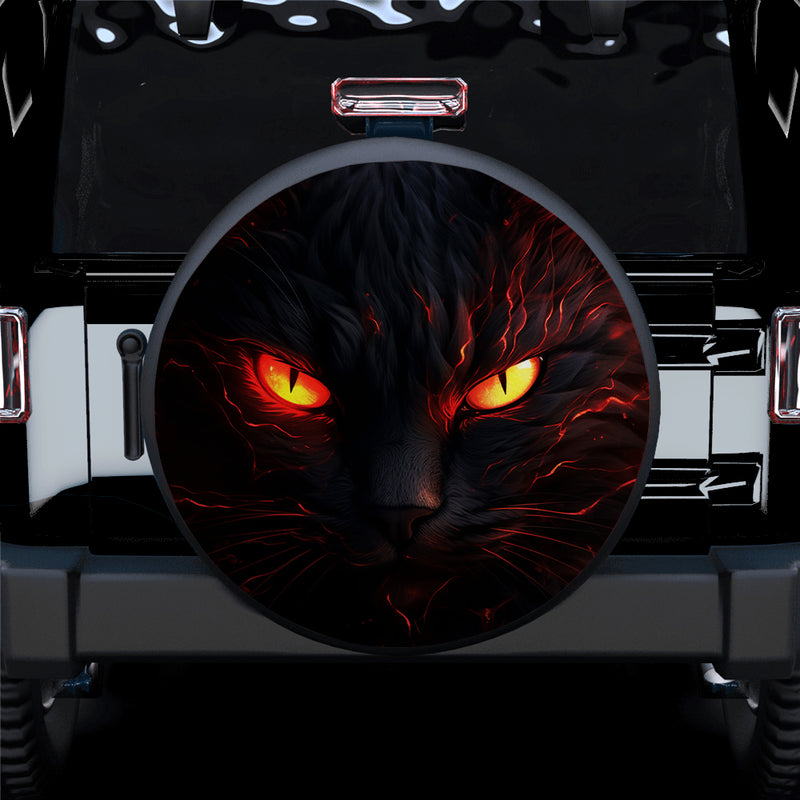 Black Cat Eyes Car Spare Tire Covers Gift For Campers