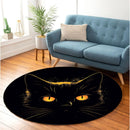 Black Cat Face Round Rug