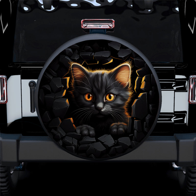 Black Cat Car Spare Tire Covers Gift For Campers