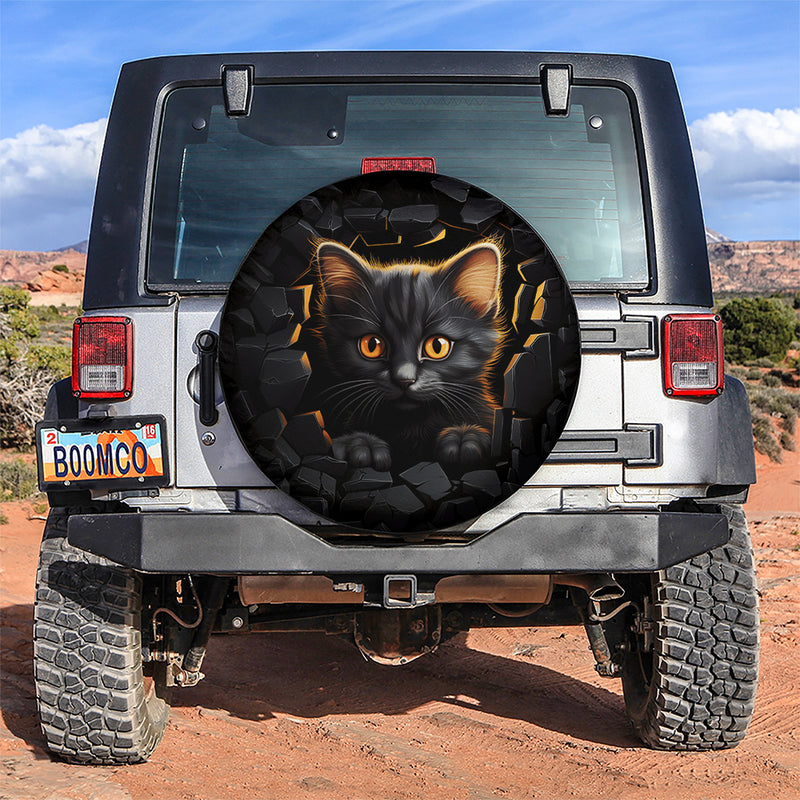 Black Cat Car Spare Tire Covers Gift For Campers