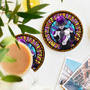 Black Frieza Stained Glass Drink Coasters