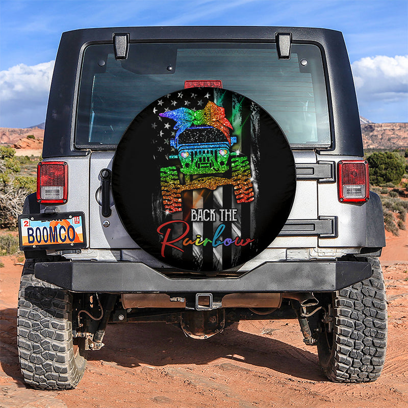 Back The Rainbow Girl Jeep Car Spare Tire Covers Gift For Campers