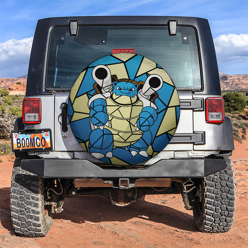 Blastoise Pokemon Stained Glass Car Spare Tire Covers Gift For Campers