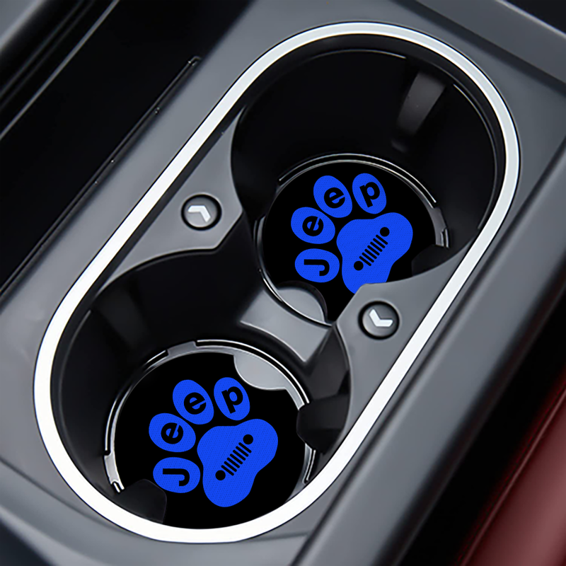 Blue Jeep Paw Car Coasters Auto Cup Holder