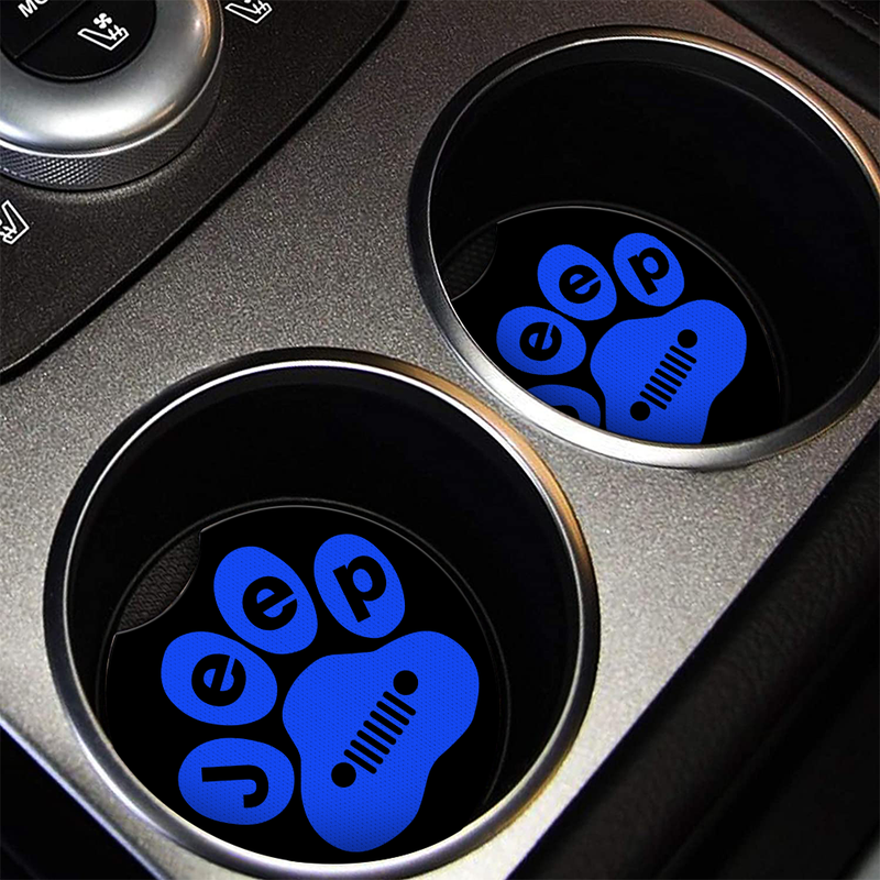 Blue Jeep Paw Car Coasters Auto Cup Holder