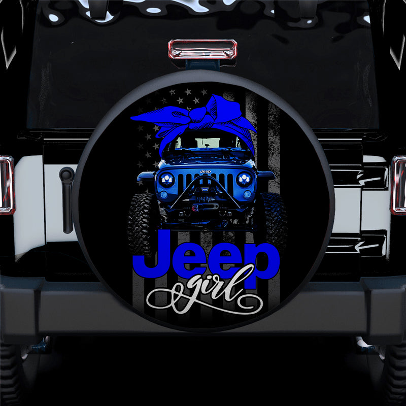 Blue Jeep Girl Car Spare Tire Covers Gift For Campers