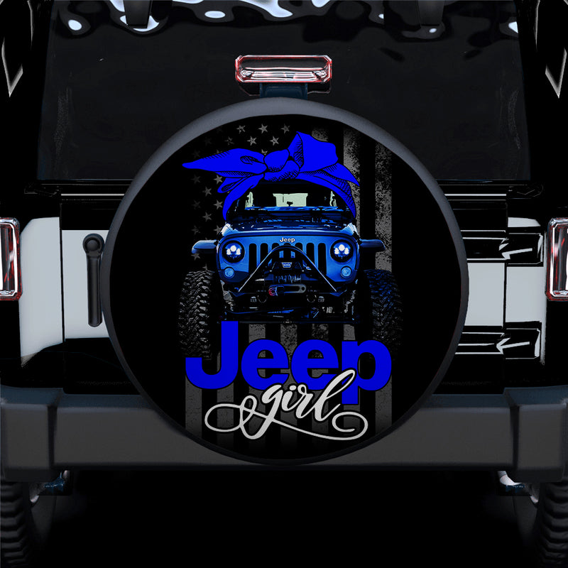 Blue Jeep Girl Car Spare Tire Cover