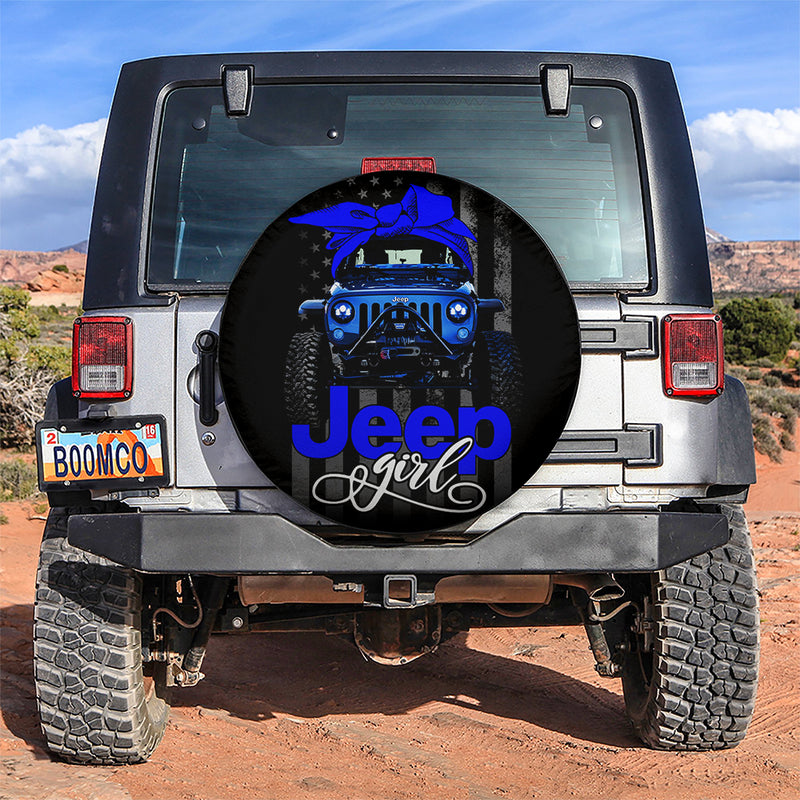 Blue Jeep Girl Car Spare Tire Covers Gift For Campers