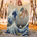 Bulbasaur Vs Charizard The Great Wave Premium Blanket