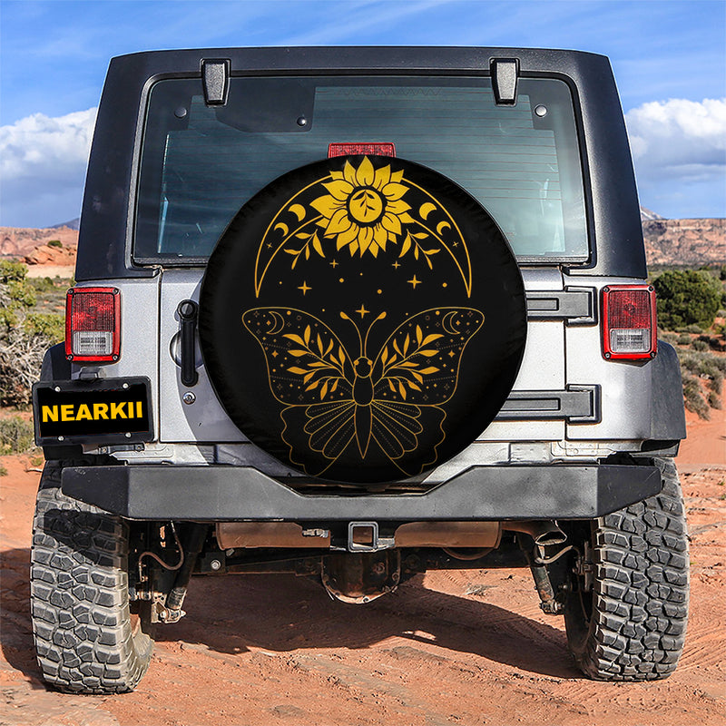 Butterfly Sunflower Car Spare Tire Cover