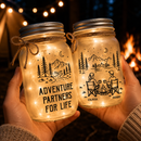 Personalized Husband And Wife Adventure Partners For Life Mason Jar Light
