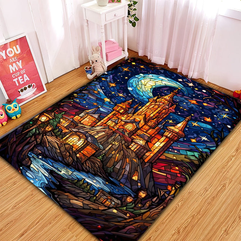 Castle Stained Glass Carpet Rug Home Room Decor