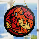 Charmander Anime Round Stained Glass Window Hanging Panel Suncatcher