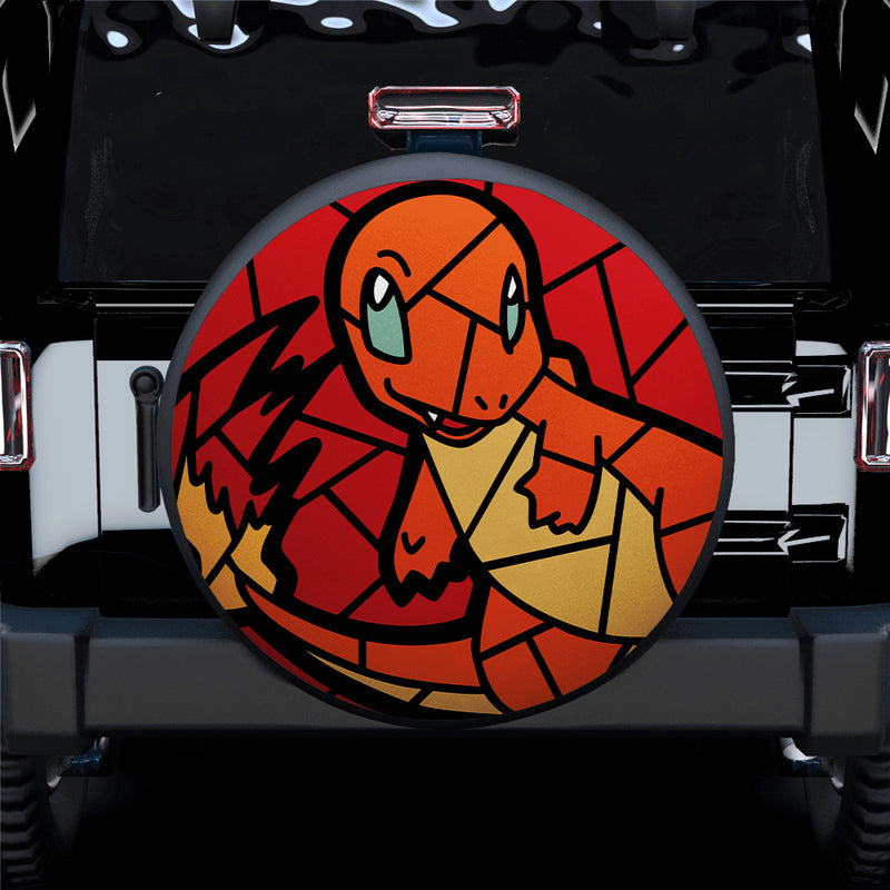Charmander Pokemon Stained Glass Car Spare Tire Covers Gift For Campers