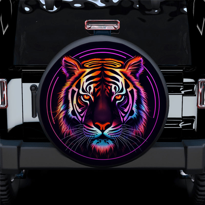 Neon Tiger Car Spare Tire Covers Gift For Campers