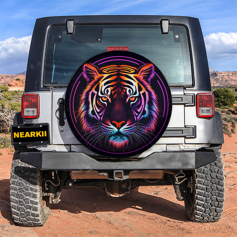 Neon Tiger Car Spare Tire Covers Gift For Campers