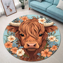 Cow Flower Round Rug