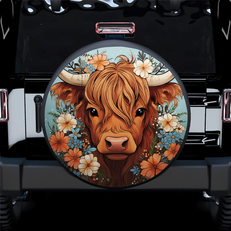 Cow Flower Car Spare Tire Cover