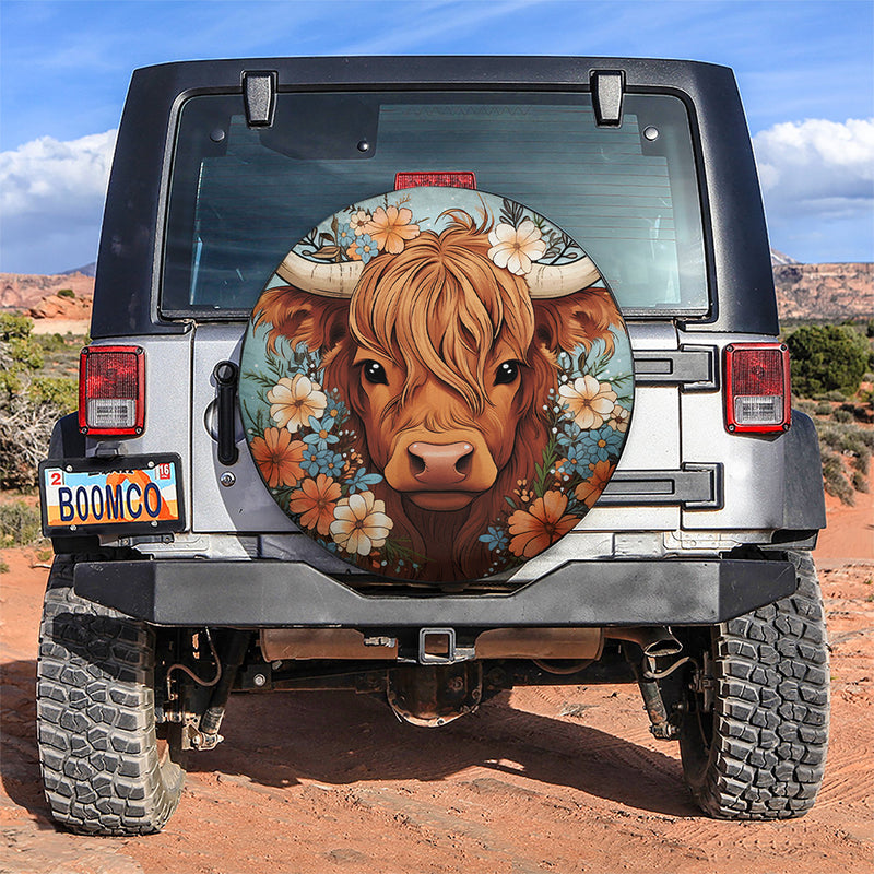 Cow Flower Car Spare Tire Cover