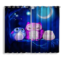 Cute Owl Night Window Curtain